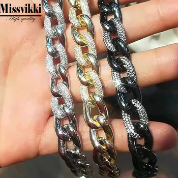 

missvikki African Dubai Luxury Trendy Chain Bracelet with Cubic Zirconia for Women men Couple Lover Super Gift High Quality