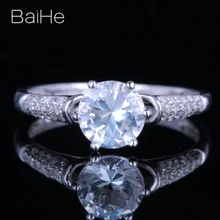 Женское кольцо с белым топазом baihe Бездефектное из стерлингового