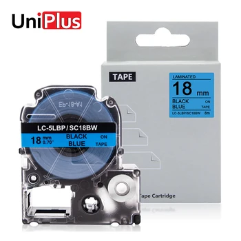

UniPlus 18mm Label Maker SC18BW LC5LBP for Epson King Jim Label Printer LW-900P LW-500 Black on Blue Labeling Tapes Ribbons