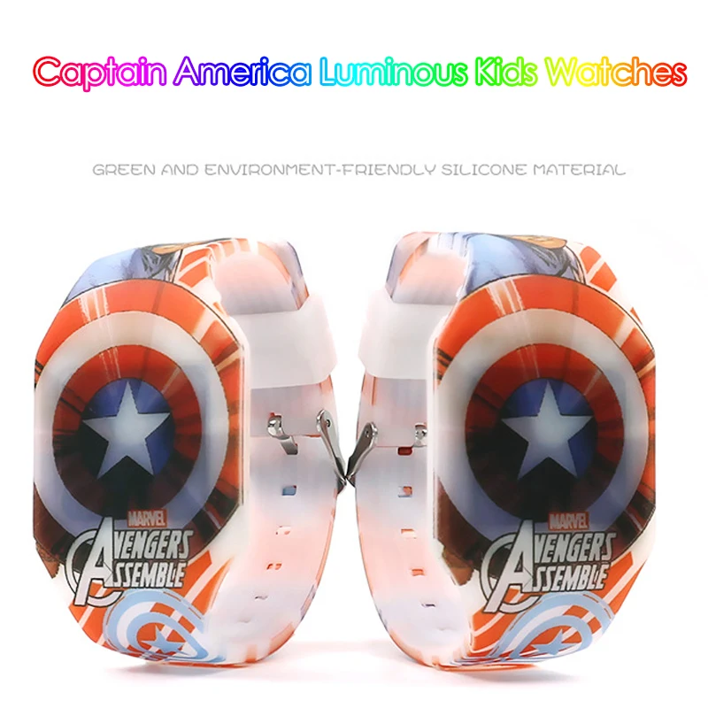 2019 Glow Light Flash Captain America Luminous Kids Watches Student Electronic Watch Child Clock Birthday Gift Boys Girls | Электроника