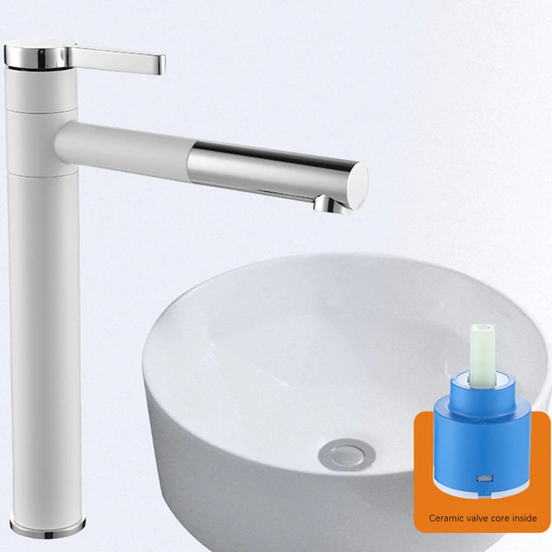 Single Hole Basin Faucet Household Hot and Cold Ceramic Spool Black White Paint Baking | Обустройство дома