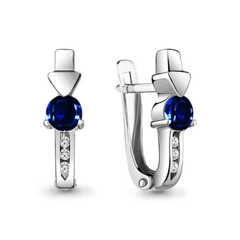 

Earrings with AQUAMARINE nanosapfirami, cubic zirconia, silver 925