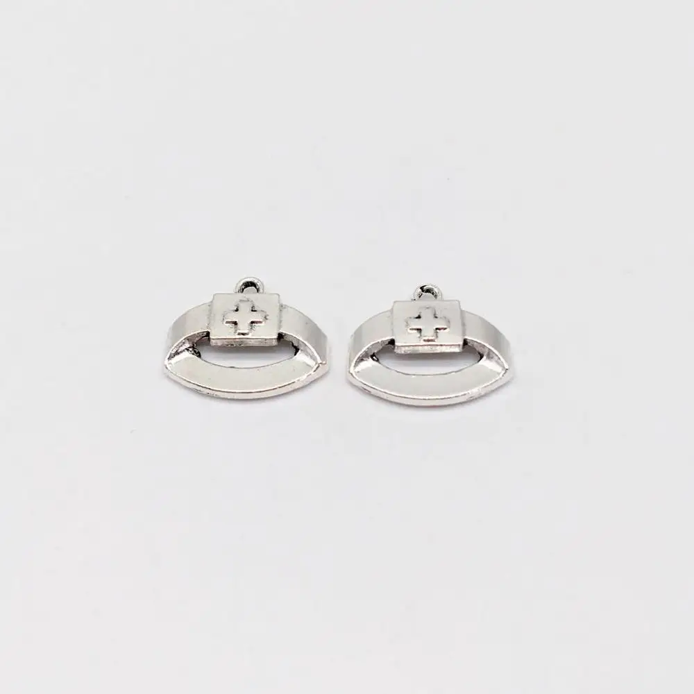 High quality wholesale 65 pcs alloy Tibetan Silver Plated Nurse hat Charms Pendants for Jewelry Making DIY Handmade Craft | Украшения и
