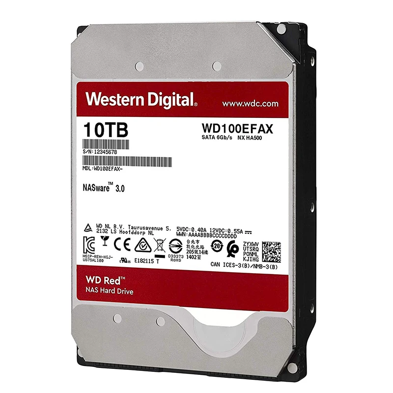 Жесткий диск Western Digital WD Red NAS, 6 ТБ, 8 ТБ, 10 ТБ, 12 ТБ, 5400 об/мин, класс SATA, 6 ГБ/сек., 256 Мб кэш, 3,5 дюйма, для Decktop Nas