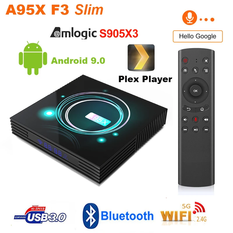 A95X F3 Тонкий Smart tv Box Android9.0 Amlogic S905X3 4 г 32 г/64 г 8 к 24fps HDR двойной wifi BT4.1 Plex медиа сервер PK X96 Air