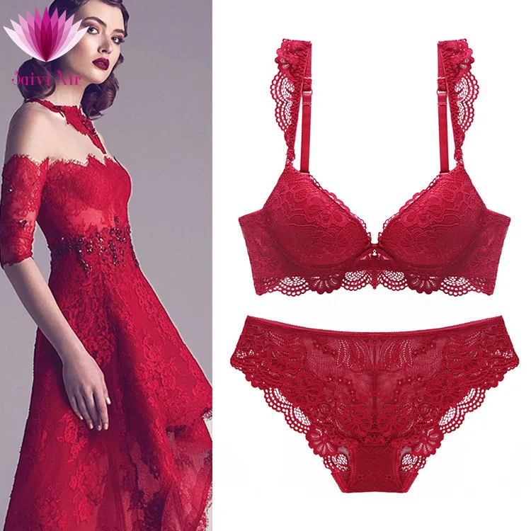 

Europe and The United States Sexy Lace Bra Small Chest Gathered Breathable Thin Cup Underwear Set Lingerie Bra and Panty Set