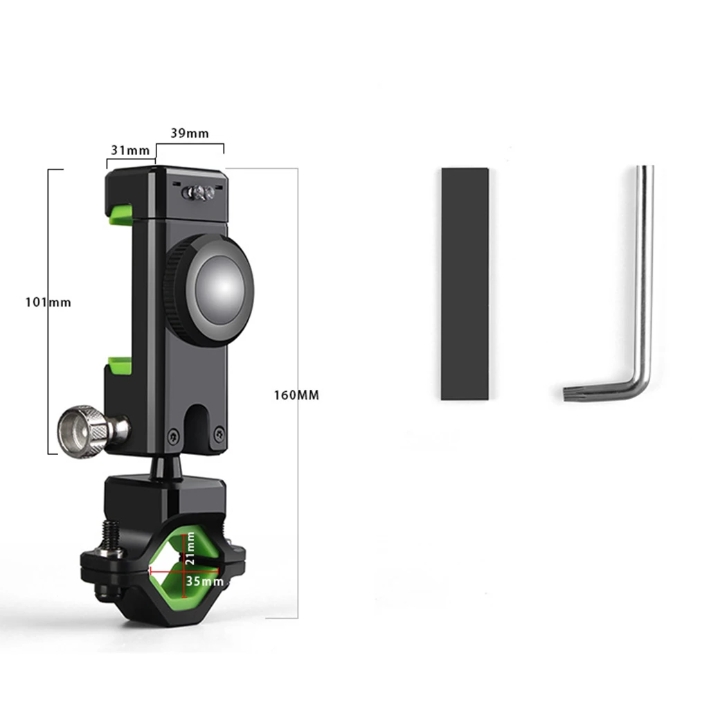Motorcycle Handlebar Mobile Phone Holder Bracket With Compass & LED Light