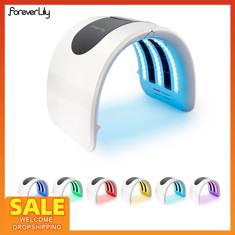 Foreverlily 7 Colors PDT LED Photodynamic Therapy Heating Beauty Device LED Facial Mask Acne Removal Anti Wrinkle Lighten Spots