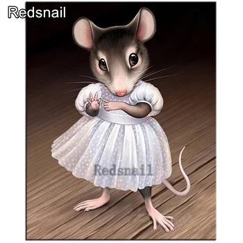 

Full square Round 5D Diy Daimond Painting Cute mouse lady Cross-stitch unfinished decoration Diamond Rhinestone pictures TT1371