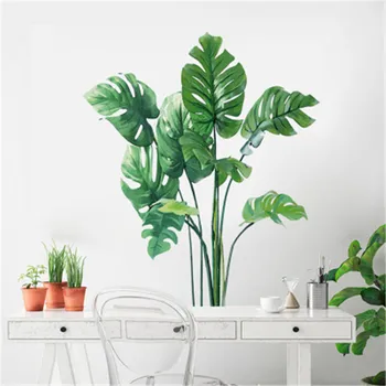 

Tropical Plant Turtle Leaf Wall Sticker Home Decor Fresh Beach Palm Leave Art Wall Decal For Kids Room Living Room Bedroom Mural