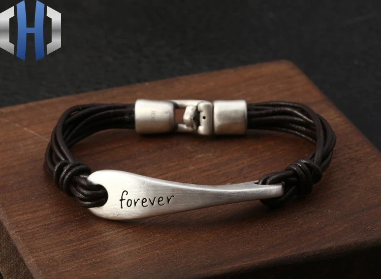 Футбольный Серебряный 990 ювелирный кожаный браслет с английскими буквами женский ретро Ретро Дикий корейский браслет Sen