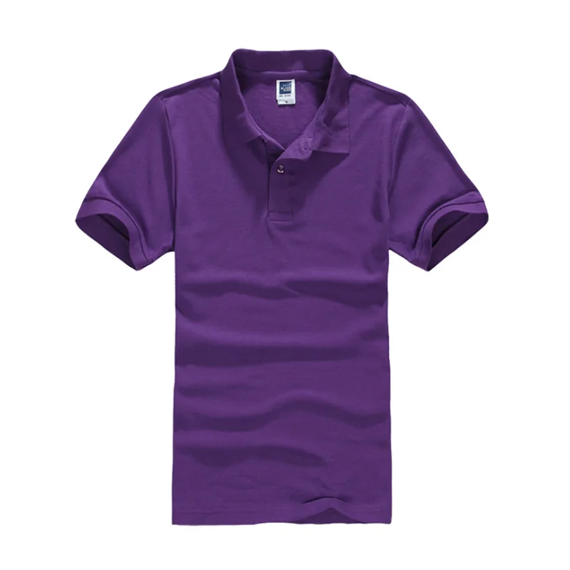 Мужская рубашка поло, брендовая мужская Однотонная рубашка поло, Camisa Masculina, мужская повседневная хлопковая рубашка поло с коротким рукавом, мужские майки - Цвет: purple