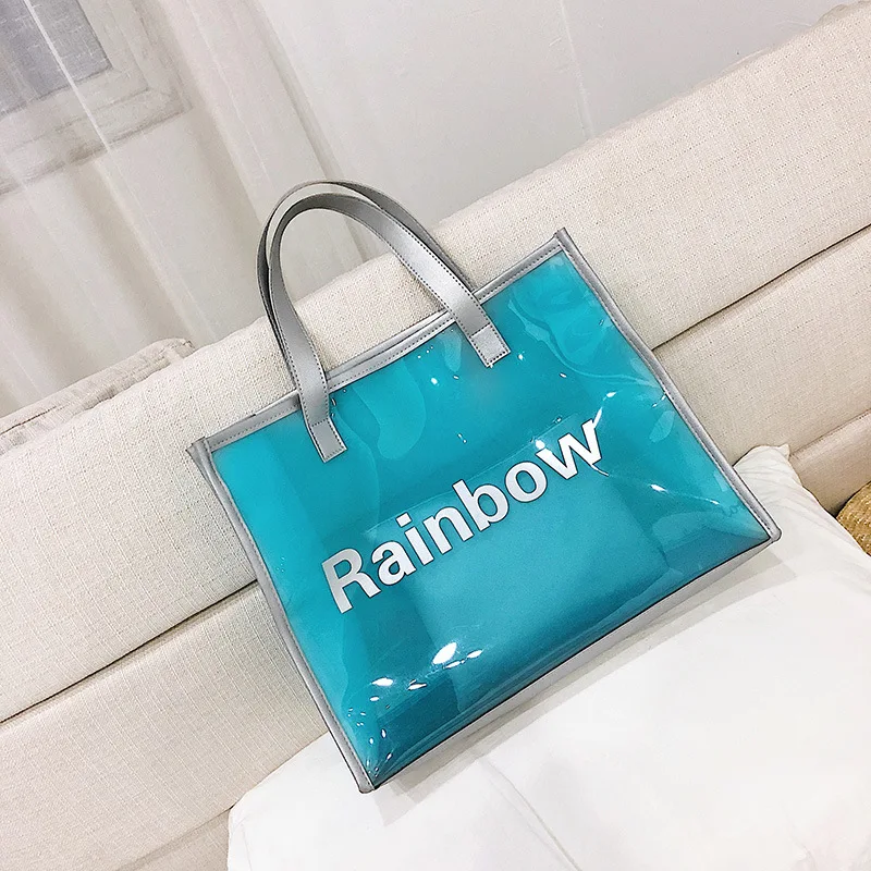 

Fashion clear beach bags women summer 2019 large ladies shoulder bag luxury handbag travel high quality channels composite bag
