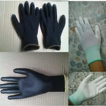 

PU Nylon Waterproof Safety Coating Work Gloves Builders Palm Protect Anti-Slip Anti-Static Unisex Solid Tight Gloves