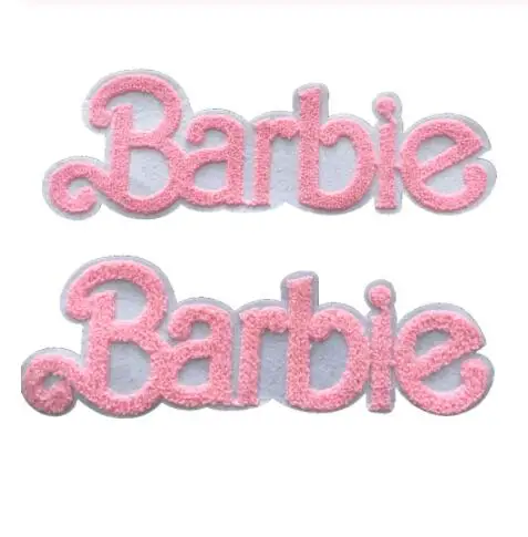 

DD 2pcs/lot Pink Barbie Embroidered Sew on Patches for Clothes Bags DIY Sewing Letters Towel Embroidery Applique Patch Badge New