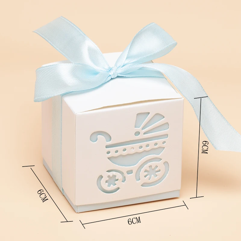 10 шт./пакет милый конфетная коробка для детской коляски, цвет: розовый и голубой, Бумага подарок Коробки украшения для детей День рождения DIY Baby Shower поставки 5Z - Цвет: .Sky blue