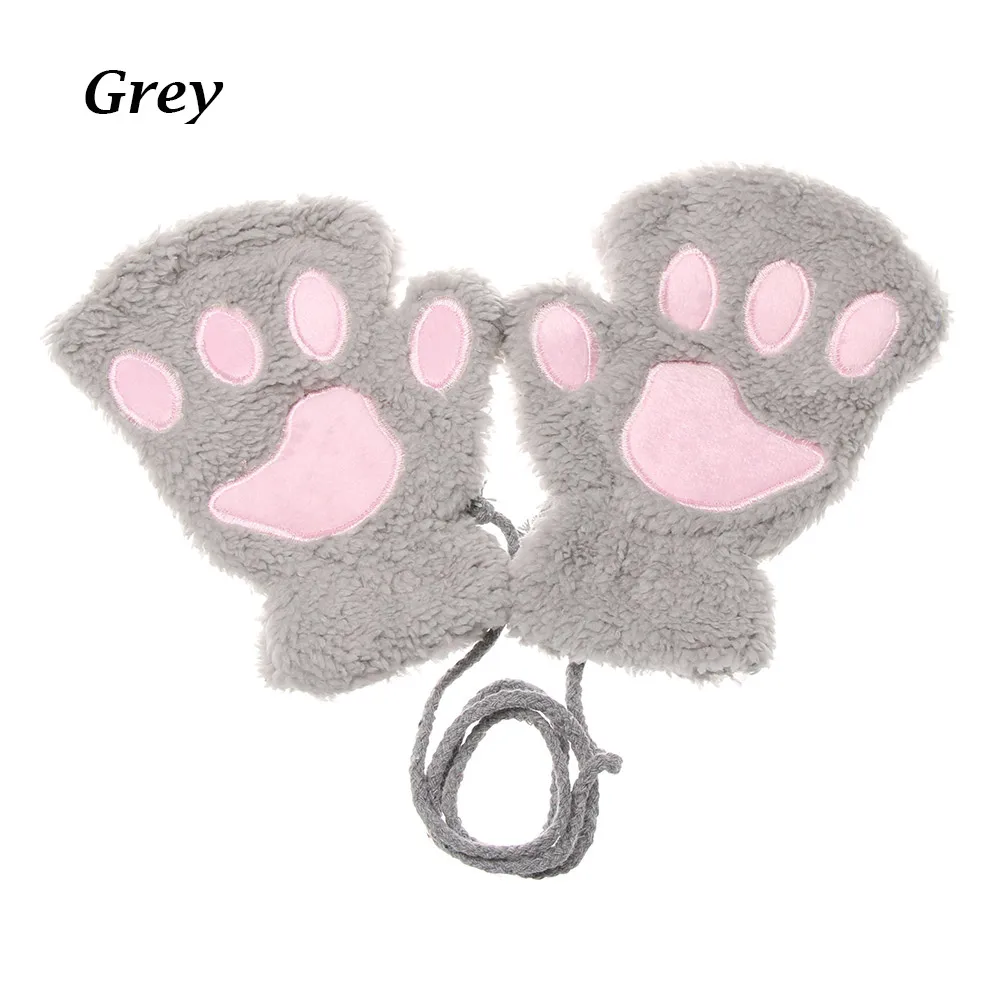 best baby accessories of year Cute Children Winter Gloves Warm Plush Fluffy Mittens Cat Paw Short Fingerless Gloves Girls Warm Half Finger Gloves ergo baby accessories Baby Accessories