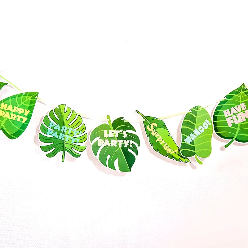 Leaf Русалка Мстители Человек-паук мультфильм панда баннер флаги счастливый день рождения, детский душ вечерние Декор баннер поставки - Цвет: Leaf