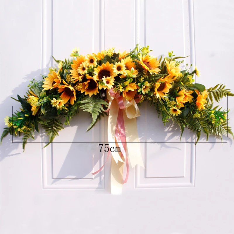 Christmas Silk Peony Rose Artificial Flowers Wreath Door High Quality Artificial Garland For Wedding decoration Home Party Decor - Цвет: F 75cm