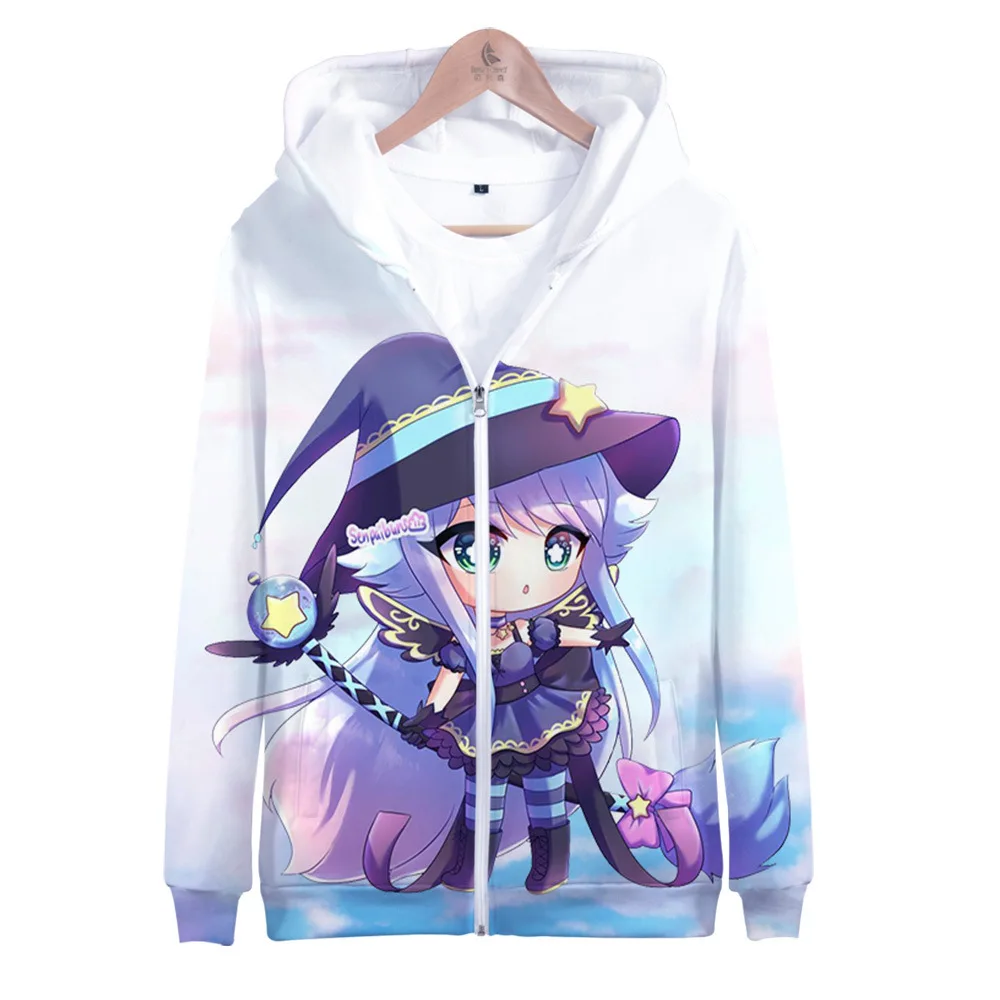 Bonito menino/meninas com zíper hoodies gacha vida roupas 3d jogo kawaii  moletom personalidade zíper crianças