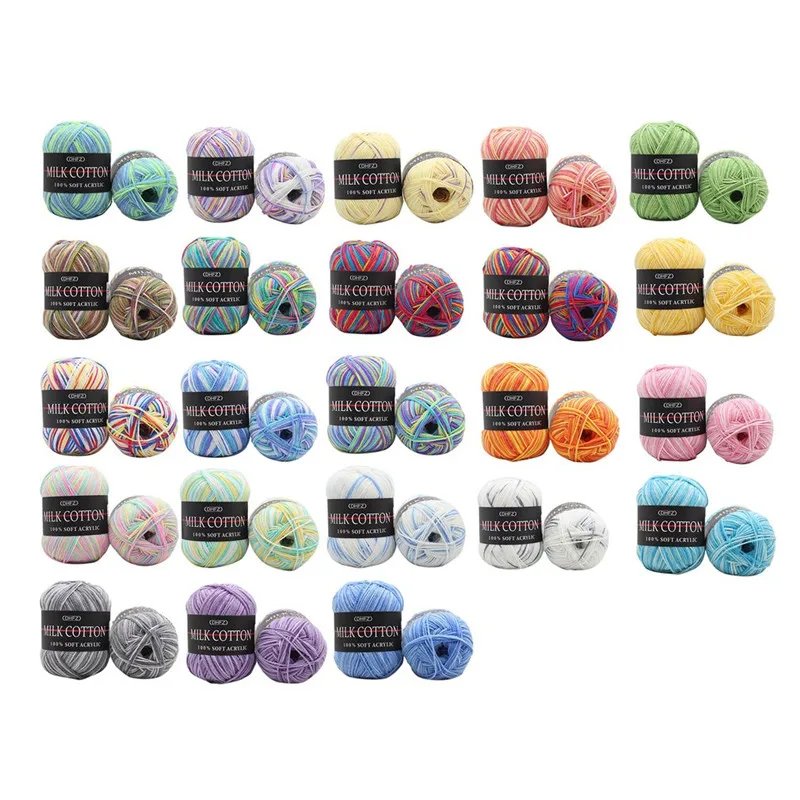 23Colors 50g Double Knitting Crochet Milk Soft Baby Cotton Wool Yarn Hand Knitted Yarn DIY Craft Knit Sweater Scarf Hat