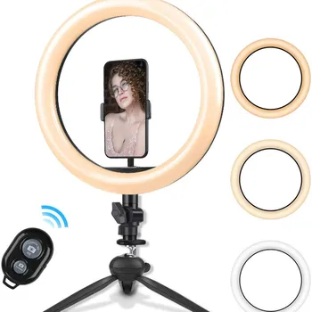 

Dimmable Wireless Bluetooth 10" LED Ring Light with Stand Camera Selfie Light Phone Tripod Holder for Video Photography Live