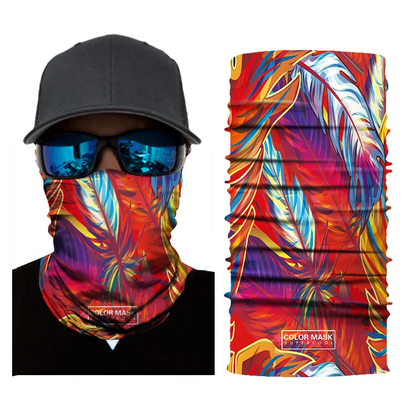 black scarf mens High quality digital printing polyester magic headband outdoor sport seamless scarf oil painting style sunscreen cycling scarf wool scarf mens