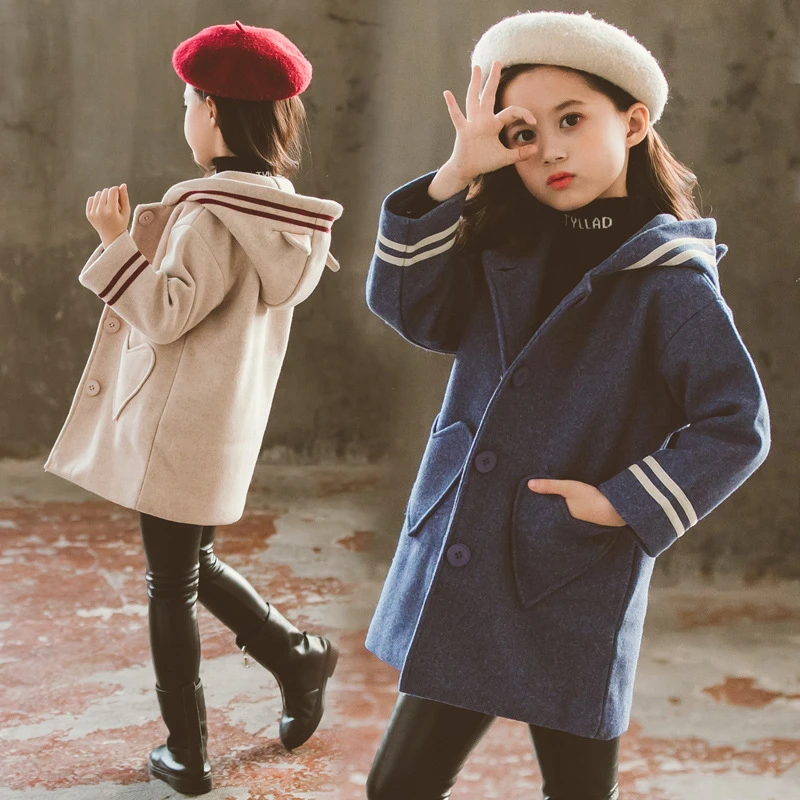 girls long wool coat