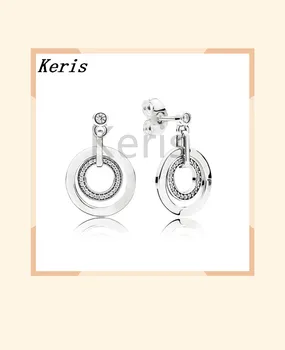 

100% silver sterling 1:1 glamour circles hanging earrings women original wedding jewels 296296cz