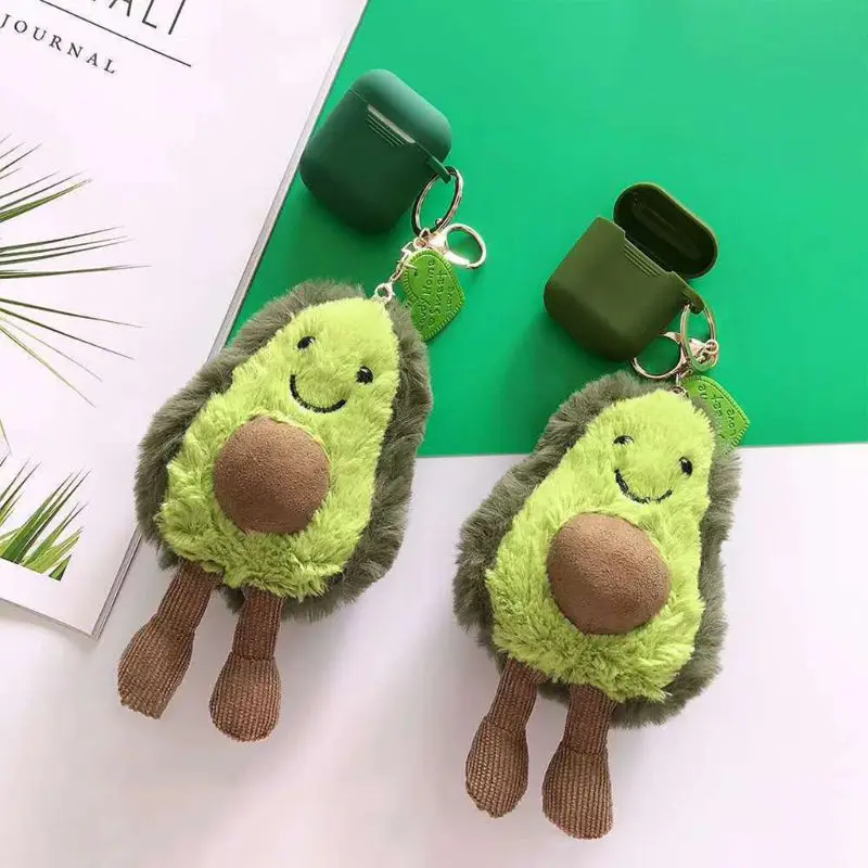 Plush Avocado Keychain Pendant Silicone Protective Case Cover for Airpods 1/2