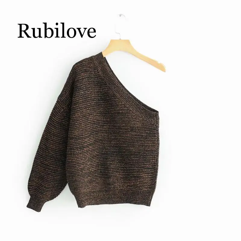 

Rubilove European and American fashion one shoulder sweater