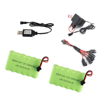 

NIMH 7.2v 3000mah Battery + USB Charger For Rc Toys Cars Boats Guns Ni-MH AA 700mah 7.2v Rechargeable Battery