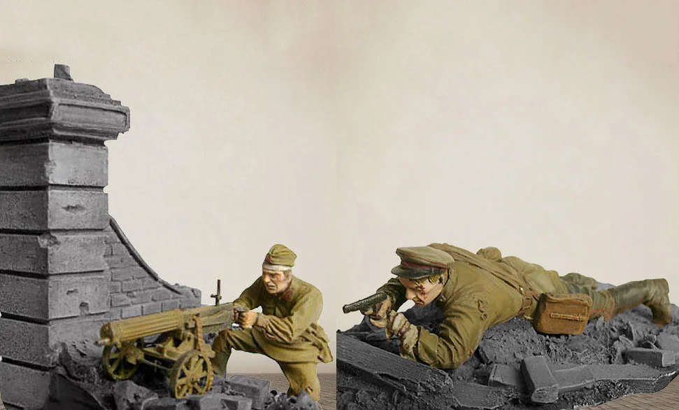 1/35 советский полицейский и MG солдат с основанием смолы фигуры Строительный набор