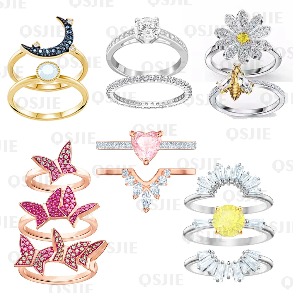 

High quality, SWA, original fashion two in one. Three in one butterfly. Flower. Star moon bee ring