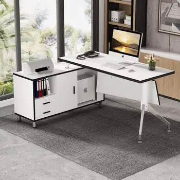

Tribesigns Modern L-shaped Computer Desk with Large 55 "Executive Desk, Business Furniture Computer Workstation