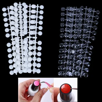 

120PCS Nail Polish Color Display Palette Dot Flat Round Tips Design With Double-Sided Stickers For Nails Manicure Accessories