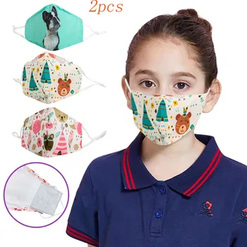 

2PCS Kids Cartoon Facemask Cloth Face Mask Reusable Mouth Mask Washable Mouth Caps Mouth Cover Breathable mondmaskers