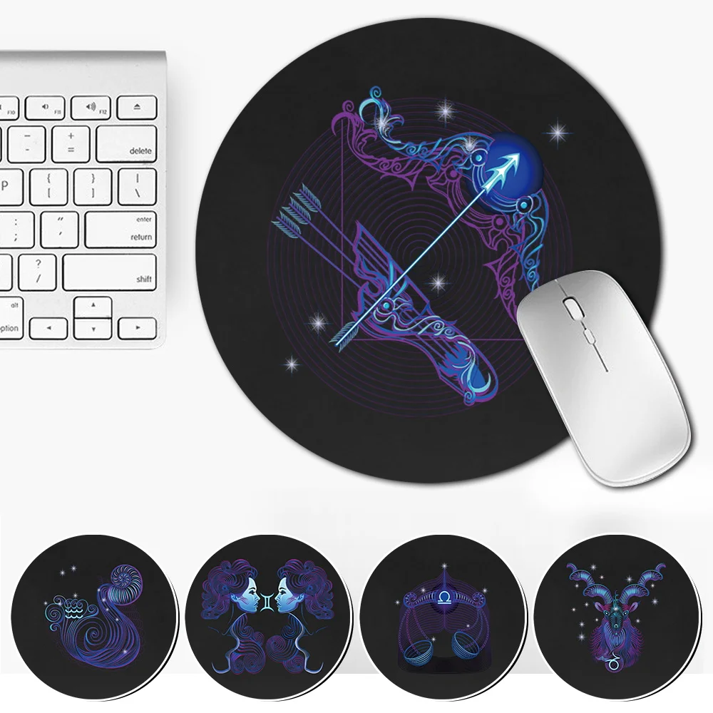 Коврик для мыши и ноутбука из ПУ кожи водонепроницаемый нескользящий круглый