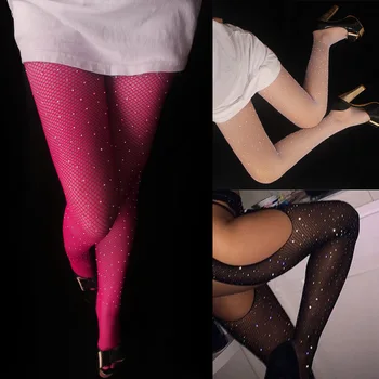 

Women Mesh Pantyhose Lingerie Tights Hosiery Glitter Rhinestone Mesh Stockings NIN668