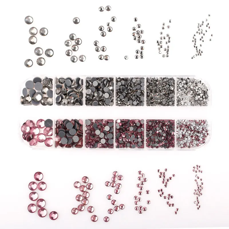 Набор стразы из розовых и серебряных кристаллов 2000 шт./коркор. стеклянные камни с