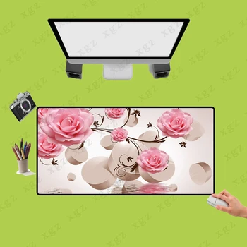 

XGZ Pink Flower Game Mousepad Rubber Mat Game Mouse Pad Playing Large Lock Edge Mouse Keyboard Big Pads for CSGO DOTA XXL