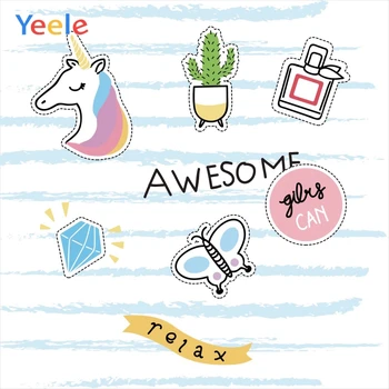 

Yeele Unicorn Party Photocall Cactus Relax Cute Ins Photography Backdrops Personalized Photographic Backgrounds For Photo Studio