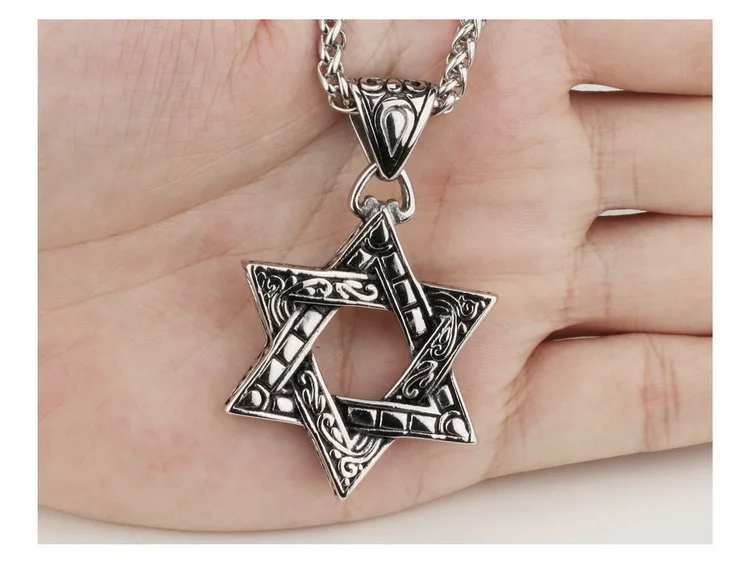 OPK New Style Titanium Steel Hexagram Pendant Retro Fashion Star Characteristics Accessories MEN'S Necklace