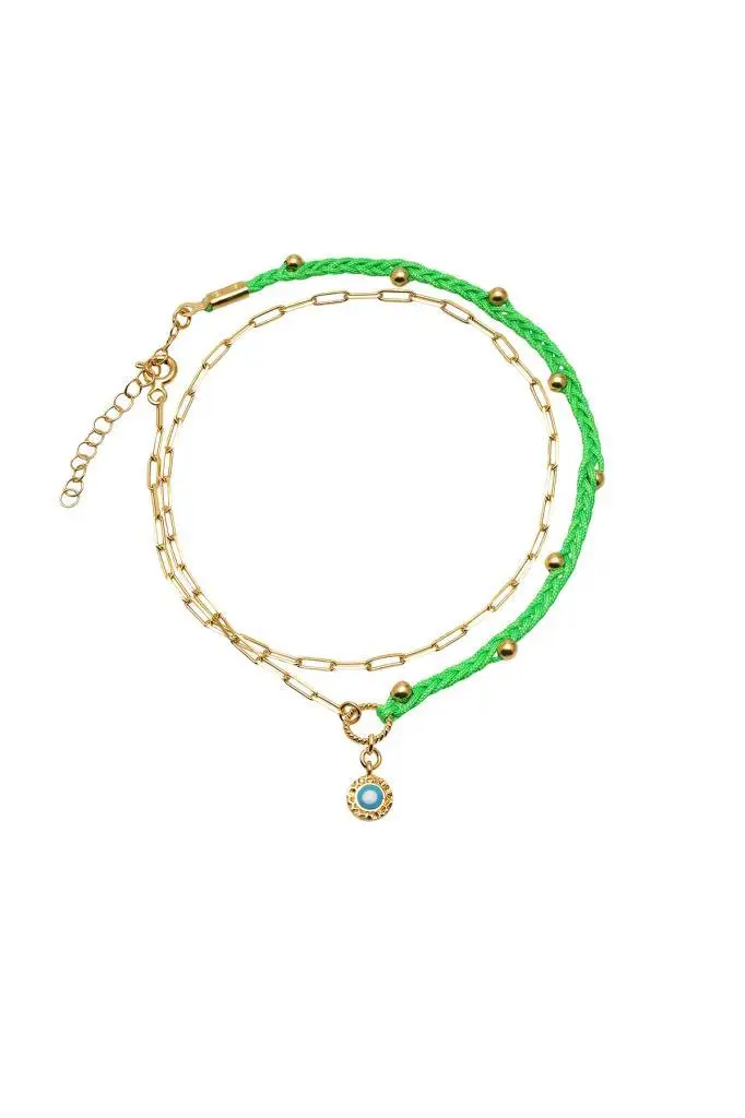 Double Dolamalı Green Drawstring Anklets | Украшения и аксессуары