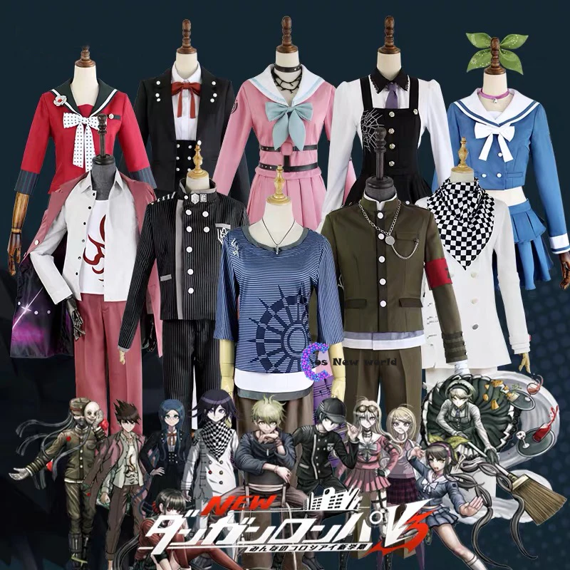 NEW 2020 6PCS Anime Danganronpa V3 Ouma kokichi Cosplay Costume Japanese Game School Uniform Suit Outfit hat and wig | Тематическая