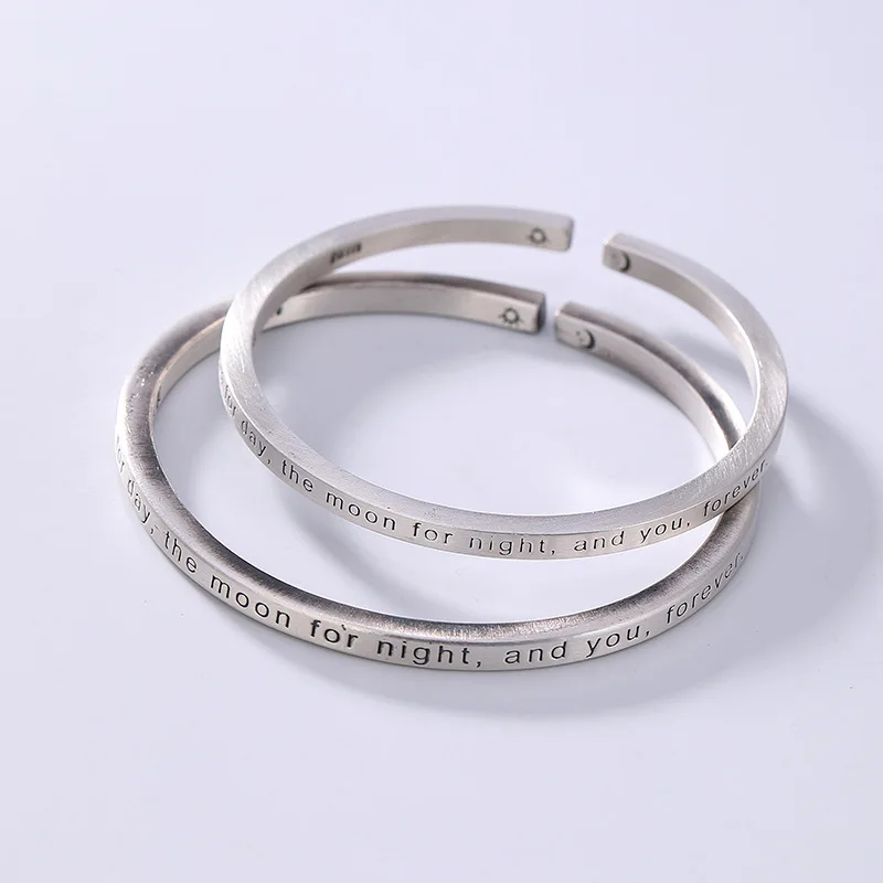 

One Deer Silver S925 Fine Silver Bracelet COUPLE'S Fashion Simple Cool Origional Design Adjustable Solid Bracelet