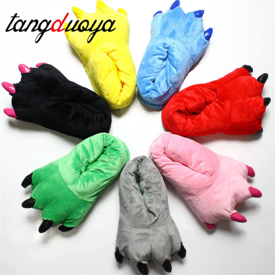 

Winter Soft Warm Monster Dinosaur Paw Funny Slippers for Men Women Kids Parent-child Home House Slipper Shoes Room Cotton Shoes