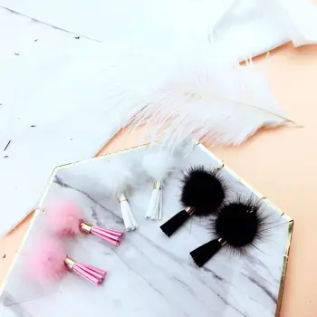 

Earring Earings Earing Aretes And Korean East Gate Fashionable New Temperament Personality Mink Hair Long Tasseled Ornaments