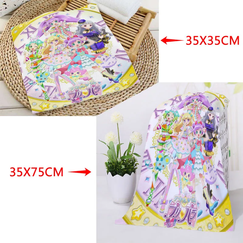 35x35 см, 35x75 см полотенца на заказ Idol Time Pripara печатные квадратные полотенца микрофибра Абсорбирующая сушка банные полотенца мочалка - Цвет: 1
