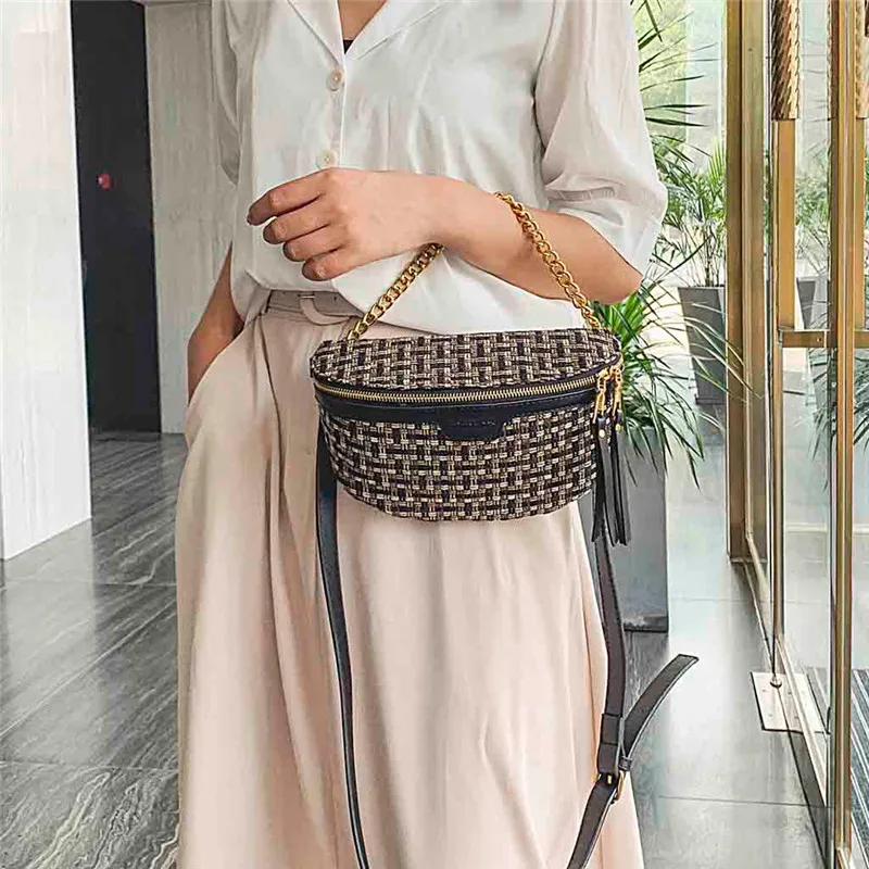 Новая поясная сумка Роскошная шерстяная поясная сумка женская модная дизайнерская сумка на плечо с цепочкой Женская поясная сумочка#40